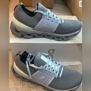 On Running Gray and Cream Athletic Shoes